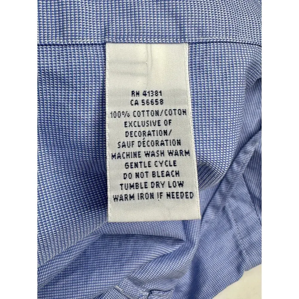 Ralph Lauren Mens Button Down Shirt Blue End on End 17.5 36/37 Tall